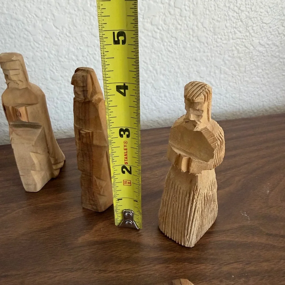 SERRV Jordan Hand Carved Olive Wood Nativity Set 11 Piece Rustic Minimalist